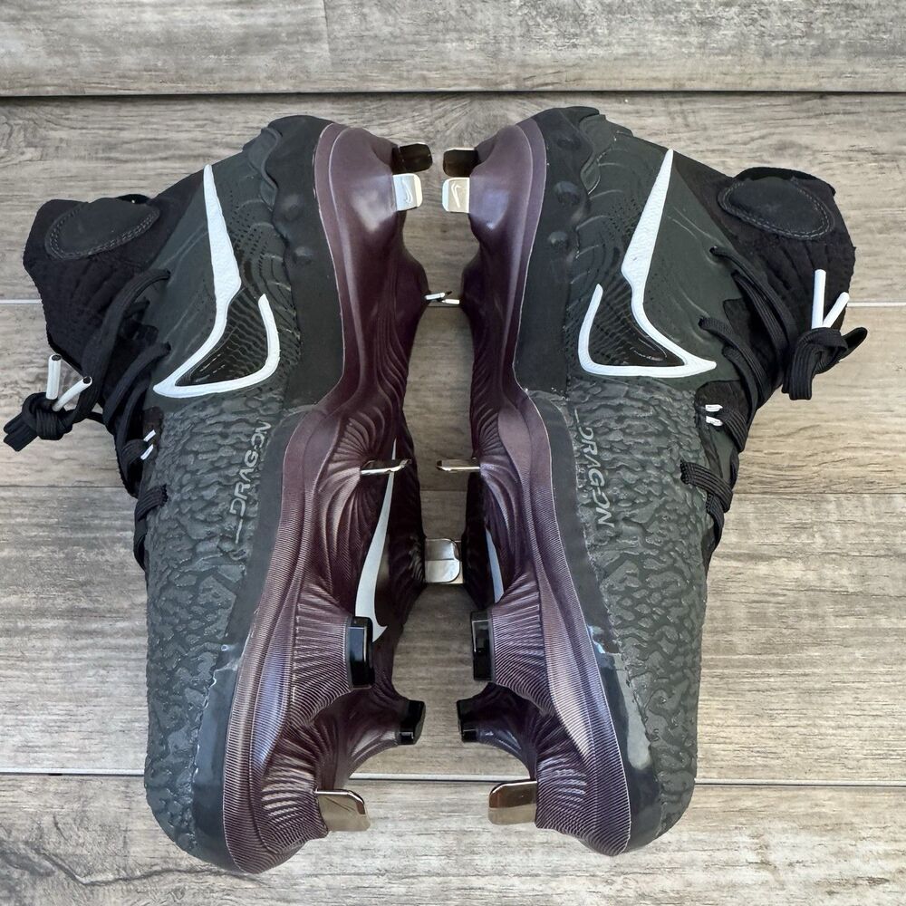 NIKE ALPHA HUARACHE NXT Black Metal Baseball Cleats DJ6517-010 Men's Size 8 - Picture 10 of 13